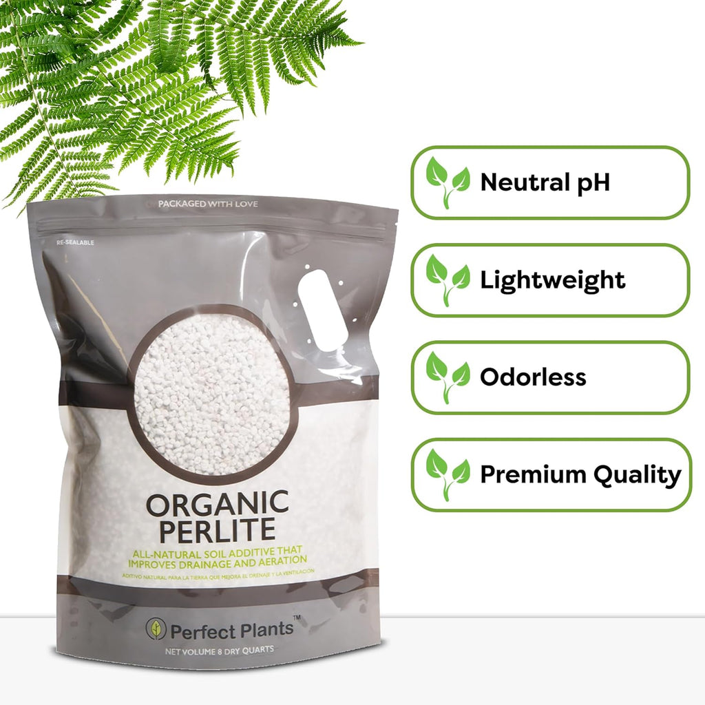 Enhance Your Plants' Growth with Organic Perlite by  - 8Qts for Optimal Drainage in Indoor & Outdoor Containers!